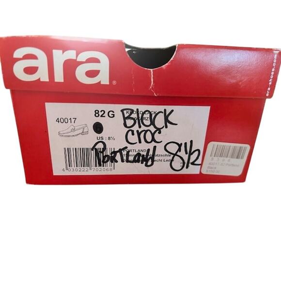 ara Portland Croc-Embossed Patent Loafers 8.5 M – Black, Slip-On - Picture 9 of 9